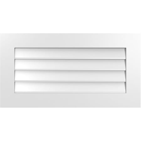 Ekena Millwork Vertical Surface Mount PVC Gable Vent: Non-Functional, w/3-1/2"W x 1"H, Standard Frame, 34"W x 18"H GVPVE34X1801SN